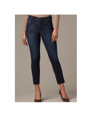 Wit & Wisdom Ab-Solution Skinny Jeans Dark Indigo Blue Raw Hem L104KEFF Womens 8